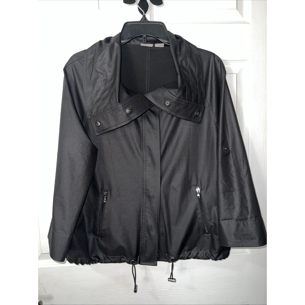 Zenergy Chico's Black Raincoat Jacket Women's Size 1 Closet Staple Minimalist
